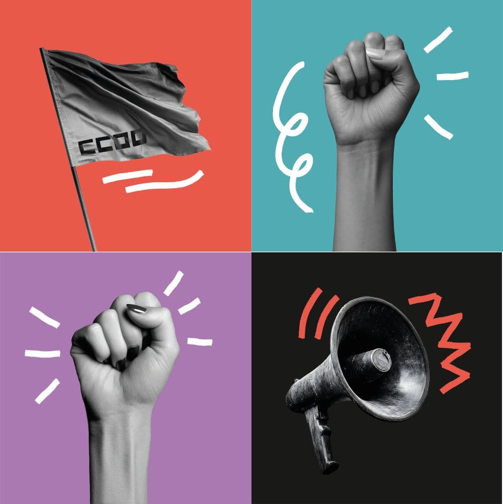 Personas trabajadoras de Amazon BCN4 organizándose con CCOO